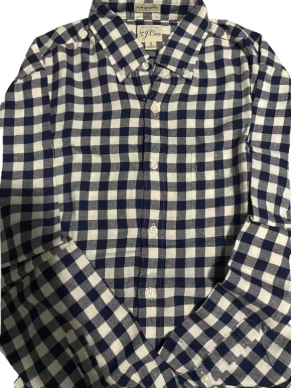 J. Crew Navy and White Slim-Fit Check Button-Down Shirt